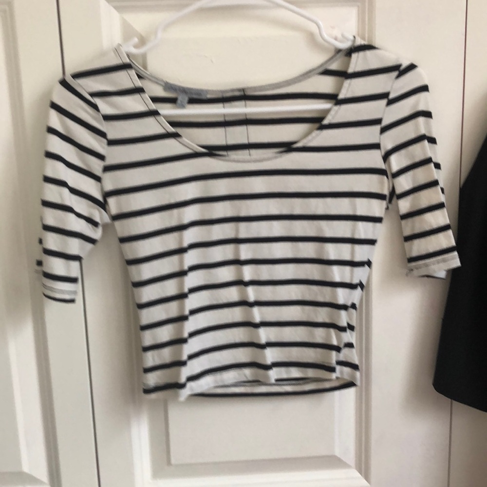 Striped black and white crop top